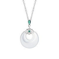 S925 Silver White Chalcedony Pendant Peace Buckle Necklace Gift-S925 Sterling Silver + White Chalcedony Necklace  925 Silver