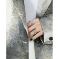 wholesale S925 Sterling Silver 070 Korean Version Ins Small Design Minimalist Personality Exaggerated Double-Layer Glossy Texture Openable Ring for Women-0-3