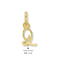 wholesale 925 Sterling Silver Irregular English Letter Pendant Ins Necklace For Women-Q-Single Pendant/Gold