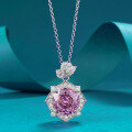 wholesale S925 Silver New Rose Petal Necklace for Women with 10mm Rose Purple Pendant, Fashionable and Elegant Live Streaming Style for Dropshipping-0-0