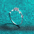 S925 Sterling Silver Moissanite Ring, Interlocking Oval Design, Delicate and Trendy-0-1