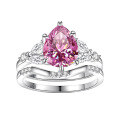 wholesale S925 Sterling Silver 2-Carat Pear-Shaped Moissanite Ring Set for Women, High-End Silver Jewelry Wholesale-0-12