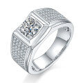 wholesale S925 Sterling Silver Men's Diamond Ring, Simulated Diamond Men's White Gold Ring, Moissanite Ring-0-1