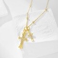 wholesale S925 Sterling Silver Korean and Japanese Light Luxury Cross Pendant Necklace with Zirconia Inlay, Hip-Hop Collarbone Chain for Women, Exuding a Sense of Sophistication-0-1