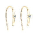 S925 Sterling Silver Moissanite Minimalist Cross-Border Fashion Geometric Ear Hook Earrings-0-3
