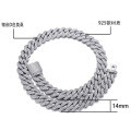 S925 Silver Moissanite 12mm Full Pave Cuban Chain Necklace-0-3