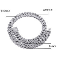 S925 Silver Moissanite 12mm Full Pave Cuban Chain Necklace-8mm + 8-inch (34g + 4.95ct)  925 Silver + D Color Moissanite (Not in stock, shipping time 7-10 days)