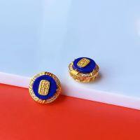 wholesale S925 silver gold-plated inlaid with natural lapis lazuli accessories DIY bracelet necklace pure silver jewelry-One sterling silver inlaid with lapis lazuli