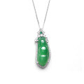 wholesale S925 Sterling Silver Natural High Ice Chalcedony Bean Pod Pendant, Chinese Style Ice White Green Chalcedony Light Luxury Versatile Bean Necklace-0-4