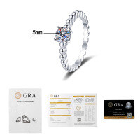 S925 Silver Moissanite Ring Women, 50-Point Chic Classic Sparkle Wholesale-50-point D-color moissanite  No. 5