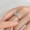 wholesale S925 Sterling Silver Square Ring for Women, Small and Unique Design Blue Aquamarine Index Finger Ring, Fashionable and Light Luxury Openable Ring-0-1