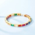 wholesale S925 Sterling Silver Inlaid with Colorful Zirconia Circle Earrings, Summer New European and American Fashion Personality Rainbow Hoop Earrings Manufacturer Wholesale-0-2