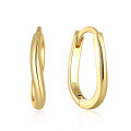 wholesale S925 Sterling Silver Irregular Smooth Curved Wave Hoop Ear Clasp, Fashionable Minimalist Versatile Geometric Earrings-0-5