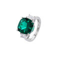 wholesale S925 Sterling Silver Cultivated Emerald Ice Flower Cut High Carbon Diamond Gemstone Ring Women's Cross-Border Live Streaming Hot-Selling Jewelry-0-4