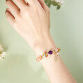 wholesale 925 Sterling Silver Peach Blossom Butterfly Bracelet for Women with Natural Amethyst Beads, Wholesale-0-3