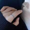 wholesale 925 Silver Minimalist Olive Branch Ring for Women, Elegant Adjustable Index Finger Ring, Daily Korean-style Creative Pinky Ring Jewelry-0-3