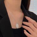 wholesale S925 Sterling Silver Oval Pendant Light Luxury Necklace for Women, Spring and Summer New Small Design Versatile Collarbone Chain-0-0