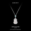 Metal Pendant Necklace, 2025 Translucent Gourd Design, Chalcedony, Summer New Chinese Style-0-4