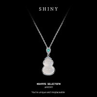 Metal Pendant Necklace, 2025 Translucent Gourd Design, Chalcedony, Summer New Chinese Style-S925 sterling silver + white jade  925 silver