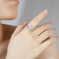 S925 Silver 4ct Emerald-Cut Moissanite Ring, Women's Luxury Rectangular Prong Setting-0-1