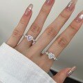 wholesale S925 Sterling Silver Wedding Style New Women's Ring, Exquisite Double-Layer Heart Design, Fashionable and Versatile with a Sense of Elegance-0-0