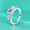 wholesale S925 sterling silver moissanite bow ring for women, openable, delicate row ring, small and exquisite, simple and stylish, light luxury-0-0