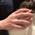 Gold-Plated Sterling Silver Moissanite Couple's Open Ring-0-3