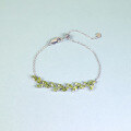 wholesale Fashionable and elegant S925 sterling silver inlaid with natural gemstone olive leaf willow leaf bracelet for women-0-0