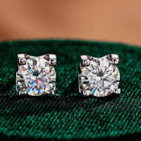 S925 Silver Moissanite Bull Head Stud Earrings for Women-50 points (empty)  925 silver