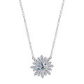 Sterling Silver Moissanite Sunflower Daisy Choker Necklace-0-3