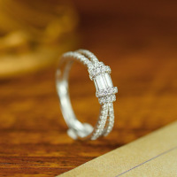 wholesale S925 sterling silver minimalist ring for women, versatile and stylish, suitable for daily wear, with a touch of French luxury-BZ0450-White Gold>US Size 9