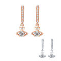 wholesale Platinum S925 Sterling Silver Moissanite Earrings, New Cross-Border Small and Advanced Fashion Versatile Design Accessories for Women-0-4