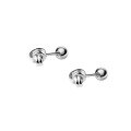 wholesale S925 Sterling Silver Nalan Ear Studs for Women, Korean Style Minimalist Line Knot Threaded Light Bead Small Earrings M03841-0-4