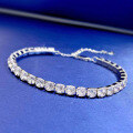 wholesale Stainless Steel New High-Carbon Diamond Full Diamond Bracelet NIS Simulated Diamond 4*4mm Row of Diamond Chain-0-5