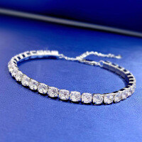 wholesale Stainless Steel New High-Carbon Diamond Full Diamond Bracelet NIS Simulated Diamond 4*4mm Row of Diamond Chain-4mm bracelet 16cm 925 silver