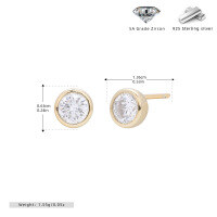 wholesale 925 Sterling Silver Minimalist Round Zircon Stud Earrings For Women-925 silver plated with gold-5MM 925 silver