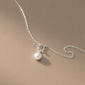 wholesale S925 Sterling Silver Korean-style OT Clasp Pearl Necklace Fashionable Luxury Elegant Necklace Y01254-0-3