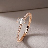 wholesale S925 Sterling Silver New Small Sugar Cube Ring for Women, Teardrop Pear-Shaped Engagement Wedding Ring-R151 Rose Gold 8