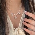wholesale S925 Sterling Silver Korean Version Constant Smiling Face Heart Necklace for Women, Small and Exquisite, Fashionable, Textured, Heavy Workmanship Choker-0-1