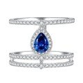 wholesale 925 silver new jewelry 1ct pear-shaped tanzanite 5*7mm drop ring fashionable and elegant-0-4