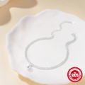 wholesale S925 Sterling Silver Adjustable Double-Layer Cauliflower Chain with Pearl Pendant, Unisex Foot Anklet-0-3