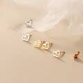 wholesale S925 silver sweet student summer ear care heart earrings women asymmetrical diamond-studded ear accessories E6559-0-3