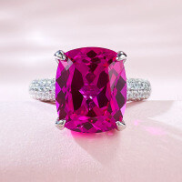 wholesale Metal material first: Mu Jing Jewelry's new luxury Rubellite large diamond ring 10*12mm, live streaming fashion hit for wealthy women's delight-R801 Rose Red Diamond No. 6