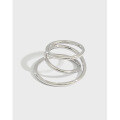 wholesale S925 sterling silver JT437 Korean-style ins minimalist three-layer interlocking multi-ring finger ring for women, versatile double-ring silver ring-0-0