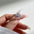 wholesale S925 Sterling Silver Cross-Border Teardrop Moissanite Ring for Women, Light Luxury Advanced Sense Fashion Pear-Shaped Smooth Shank Band-0-2