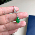 wholesale S925 Sterling Silver High Icy Translucent Yang Green Jadeite Gourd Pendant Necklace for Women, Elegant and Sophisticated New Chinese Style-0-5