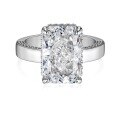 wholesale S925 Sterling Silver French 8*12mm Ice-Cut Cubic Zirconia Rectangular Ring for Women with Elegant Design and High-Carbon Diamond Accents-0-4