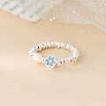 wholesale S925 Sterling Silver Small Fresh Sweet Pearl Flower Crushed Silver Ring Simple Small Flower Ring R02862-0-3