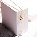 wholesale 18K Gold, 14K Gold, and 9K Gold Small Fragrance Forest-Style Pearl Necklace for Women, Diamond-Embedded Collarbone Chain, Zircon Necklace-0-1