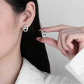 wholesale S925 Sterling Silver Korean Minimalist Ins Pig Nose Cute Hoop Earrings Trendy Versatile Earrings-0-3